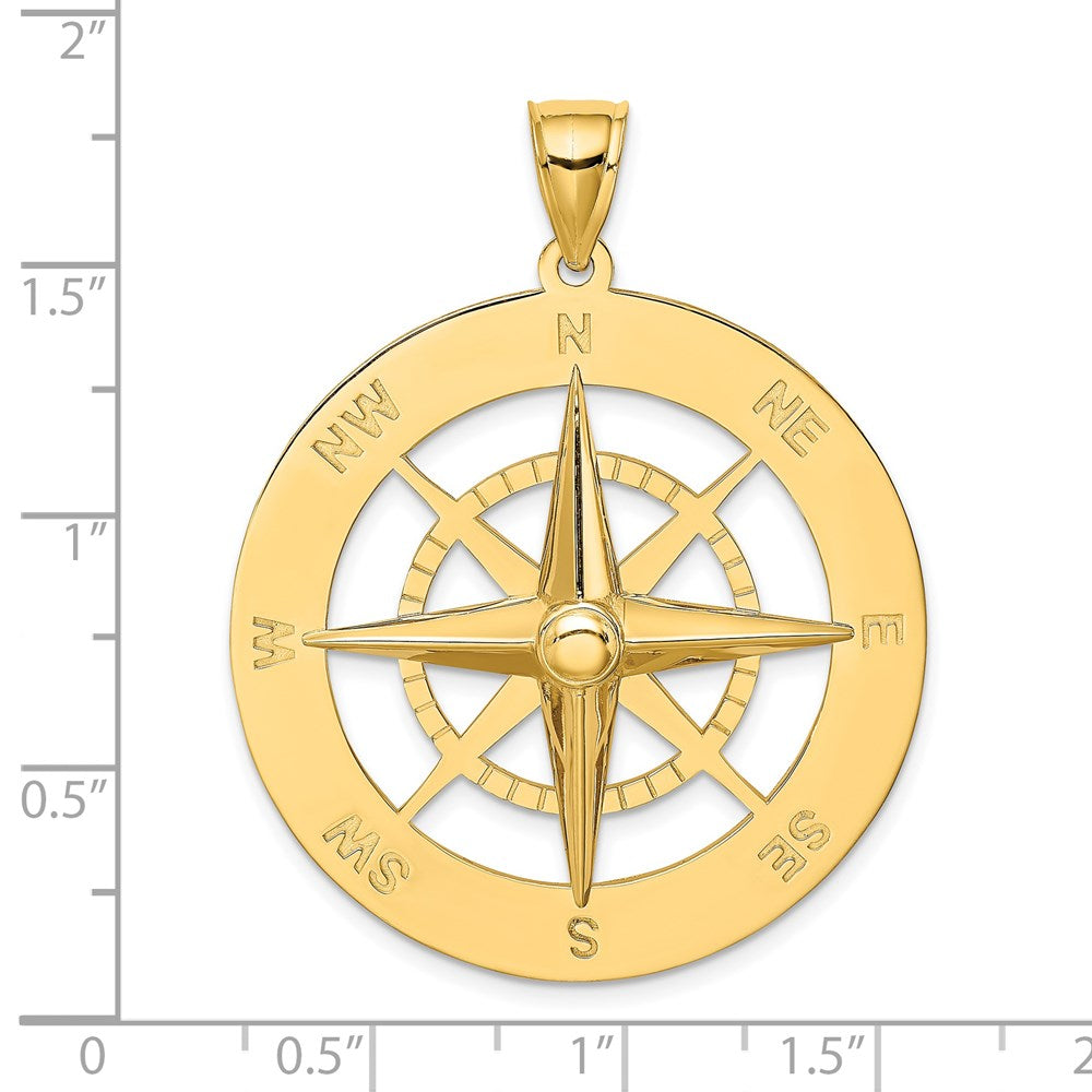 14K Large Nautical Compass Charm