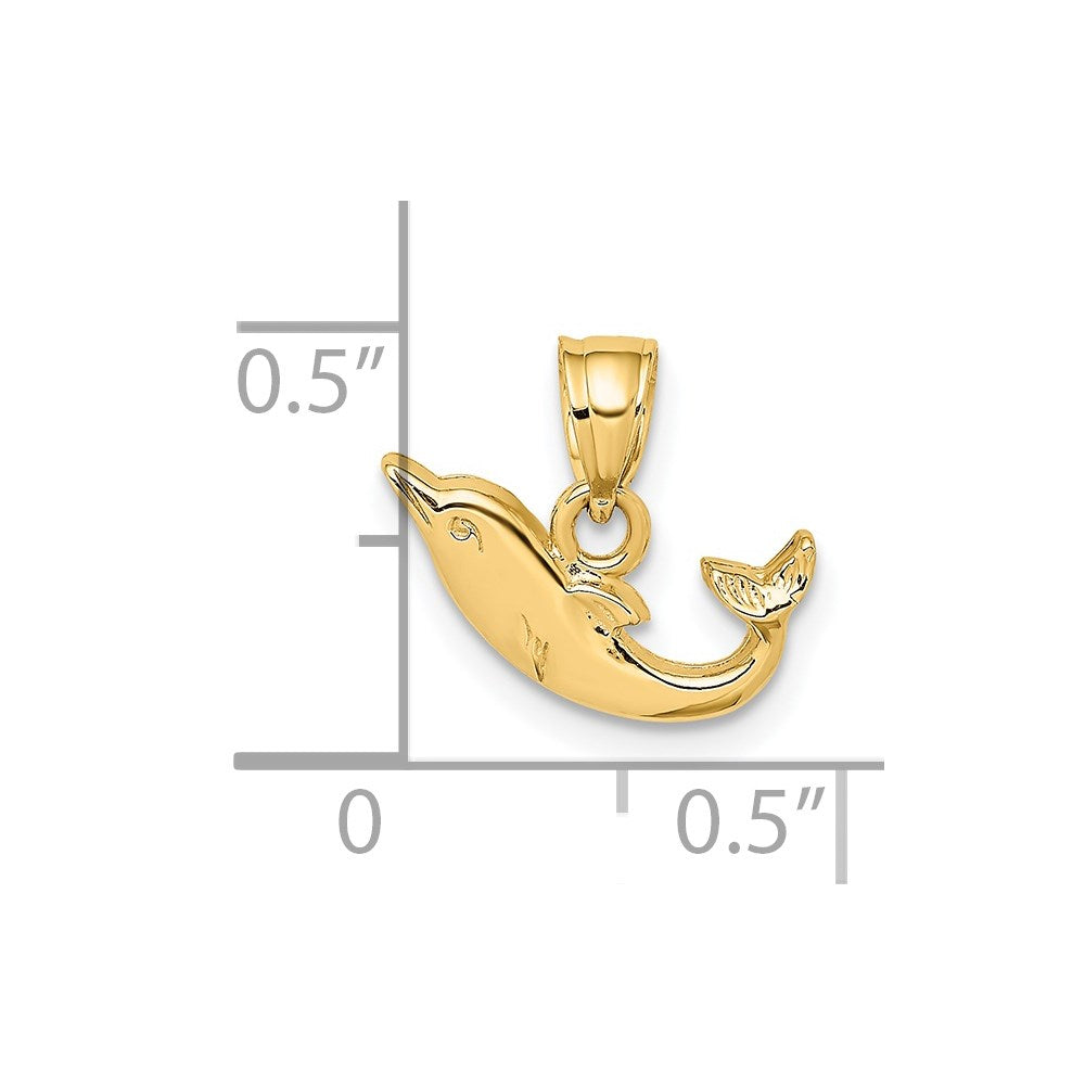 14K Polished Mini Dolphin Charm