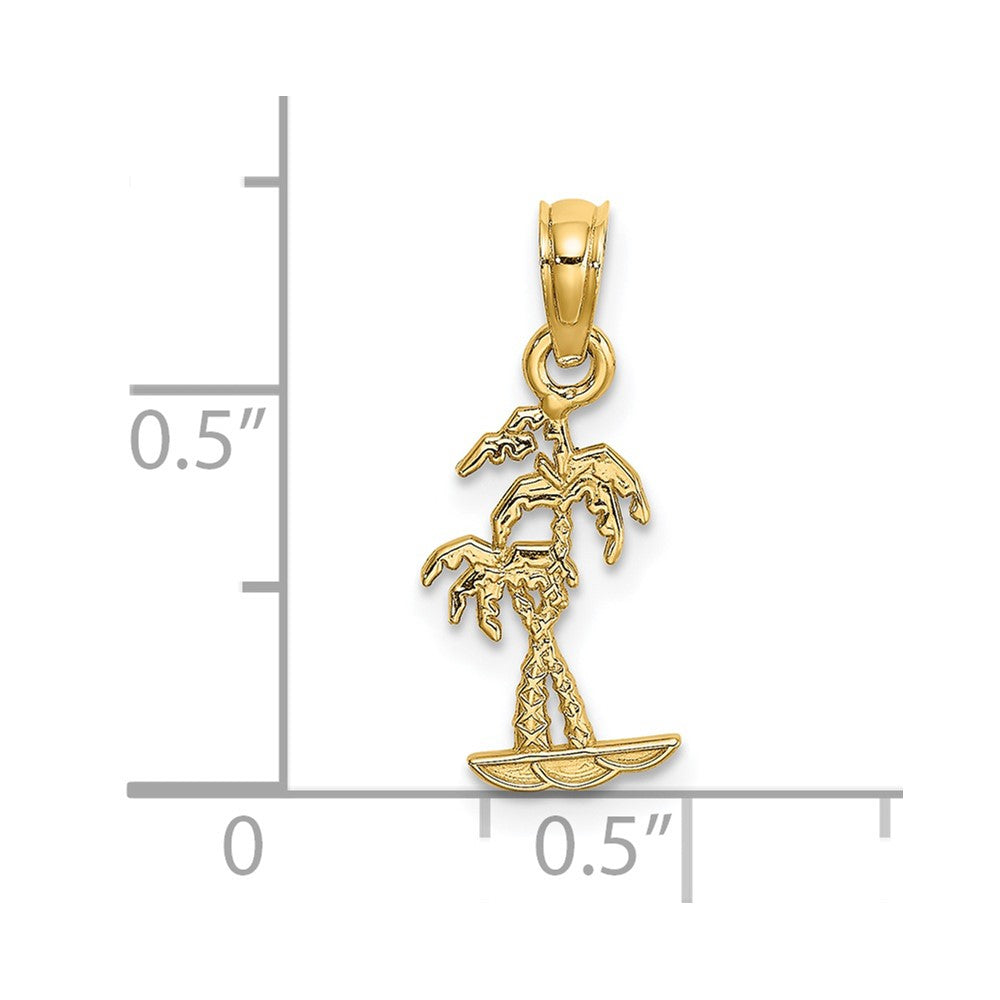 14K Texture Mini Double Palm Trees Charm