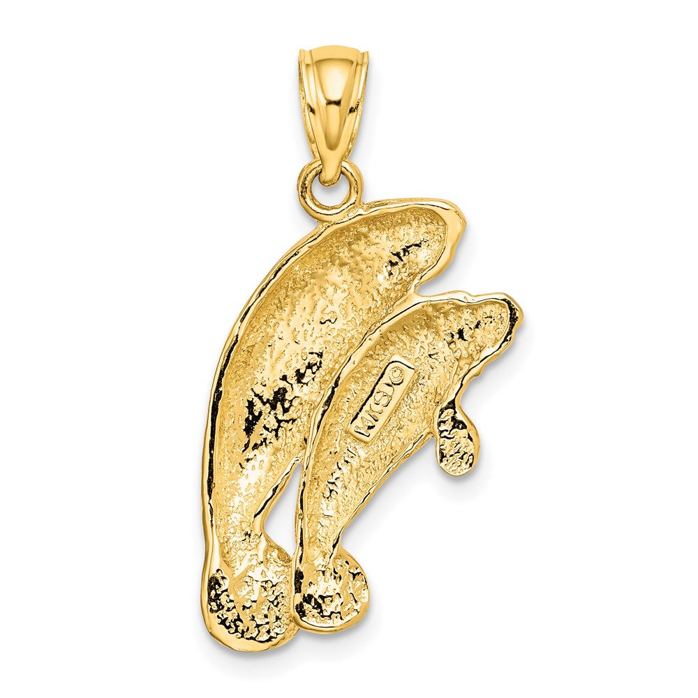14K 2-D Polished Two Manatees Charm