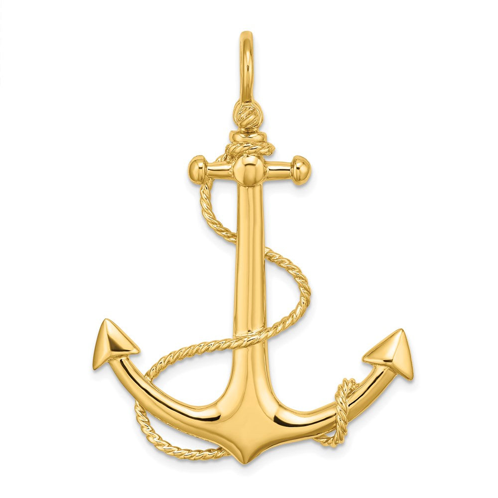 14K 3-D Large Anchor with Rope Charm