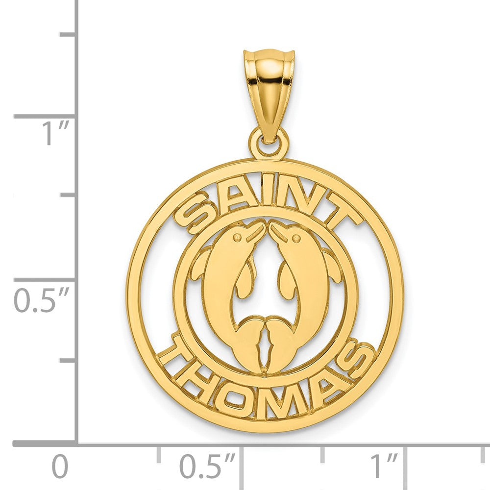 14K SAINT THOMAS with Dolphins Charm