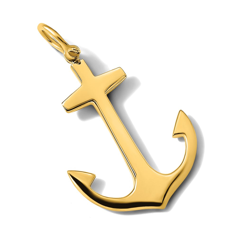 14K 3-D Polished Large Anchor Charm