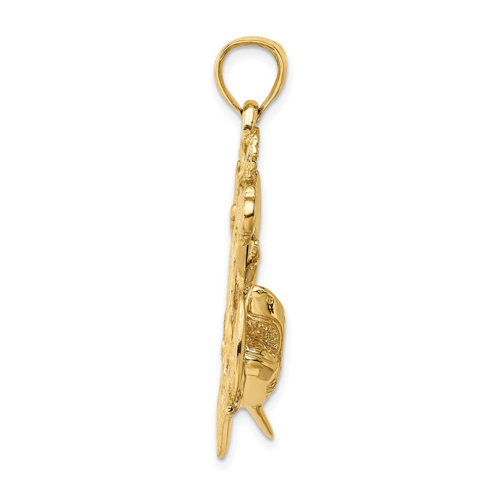 14K Large 2-D Anchor with Shark Charm