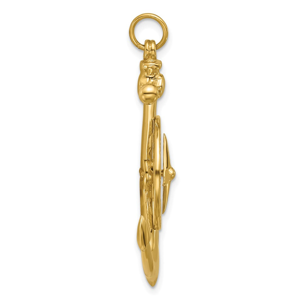 14K Large Anchor with Nautical Compass Charm