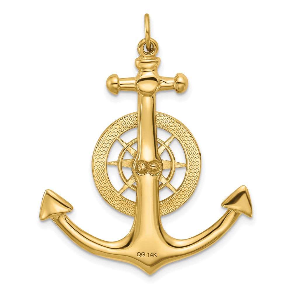 14K Large Anchor with Nautical Compass Charm