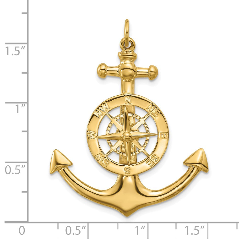 14K Large Anchor with Nautical Compass Charm