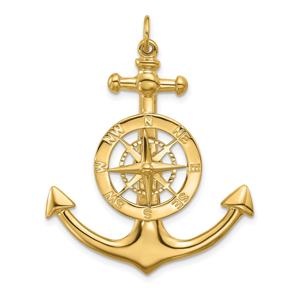 14K Large Anchor with Nautical Compass Charm