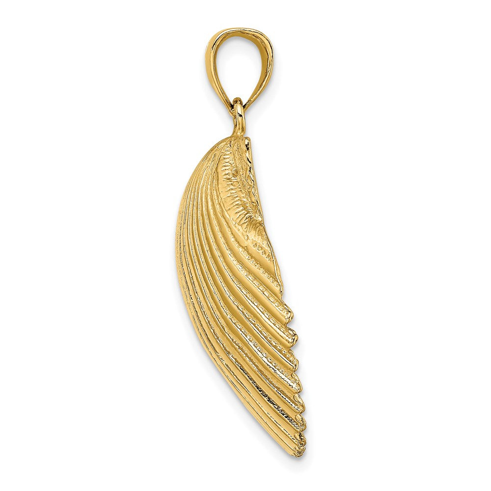 14K Large 3-D Textured Scallop Shell Charm