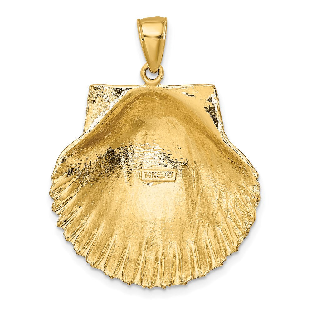 14K Large 3-D Textured Scallop Shell Charm