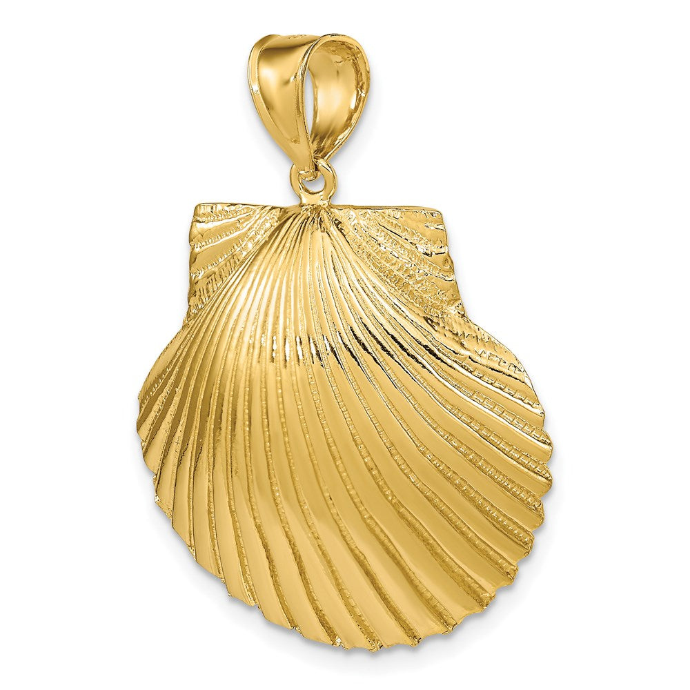 14K Large 3-D Textured Scallop Shell Charm