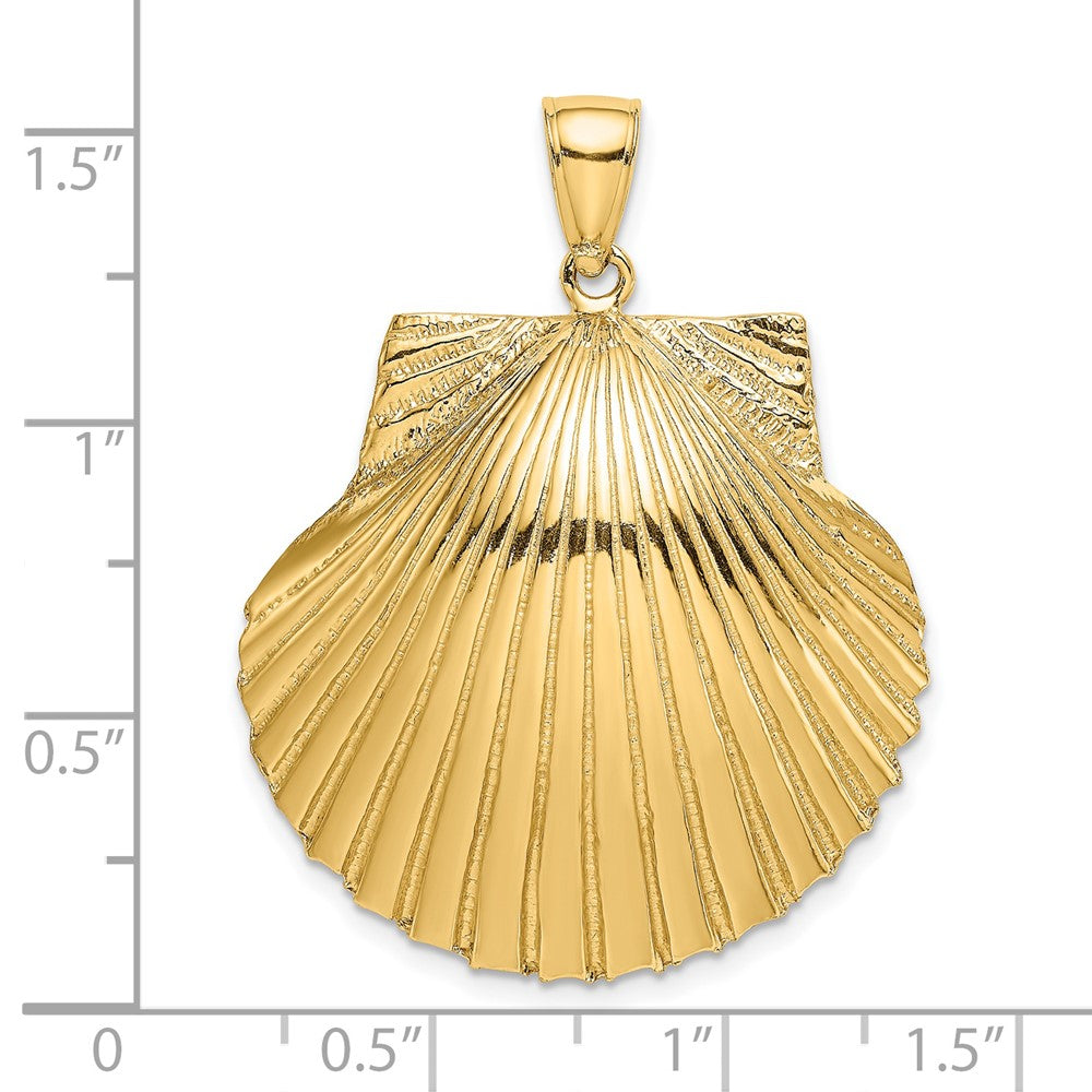 14K Large 3-D Textured Scallop Shell Charm