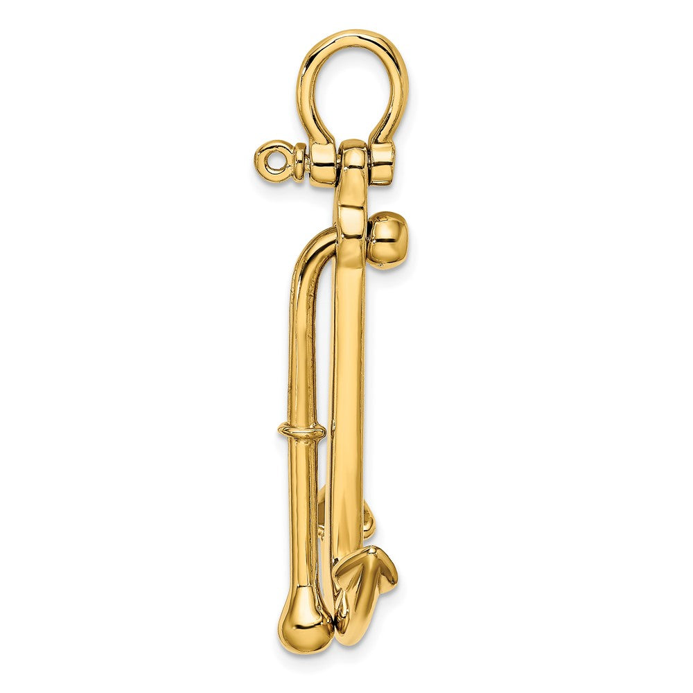 14K 3-D Polished Anchor 2-Piece and Moveable Charm