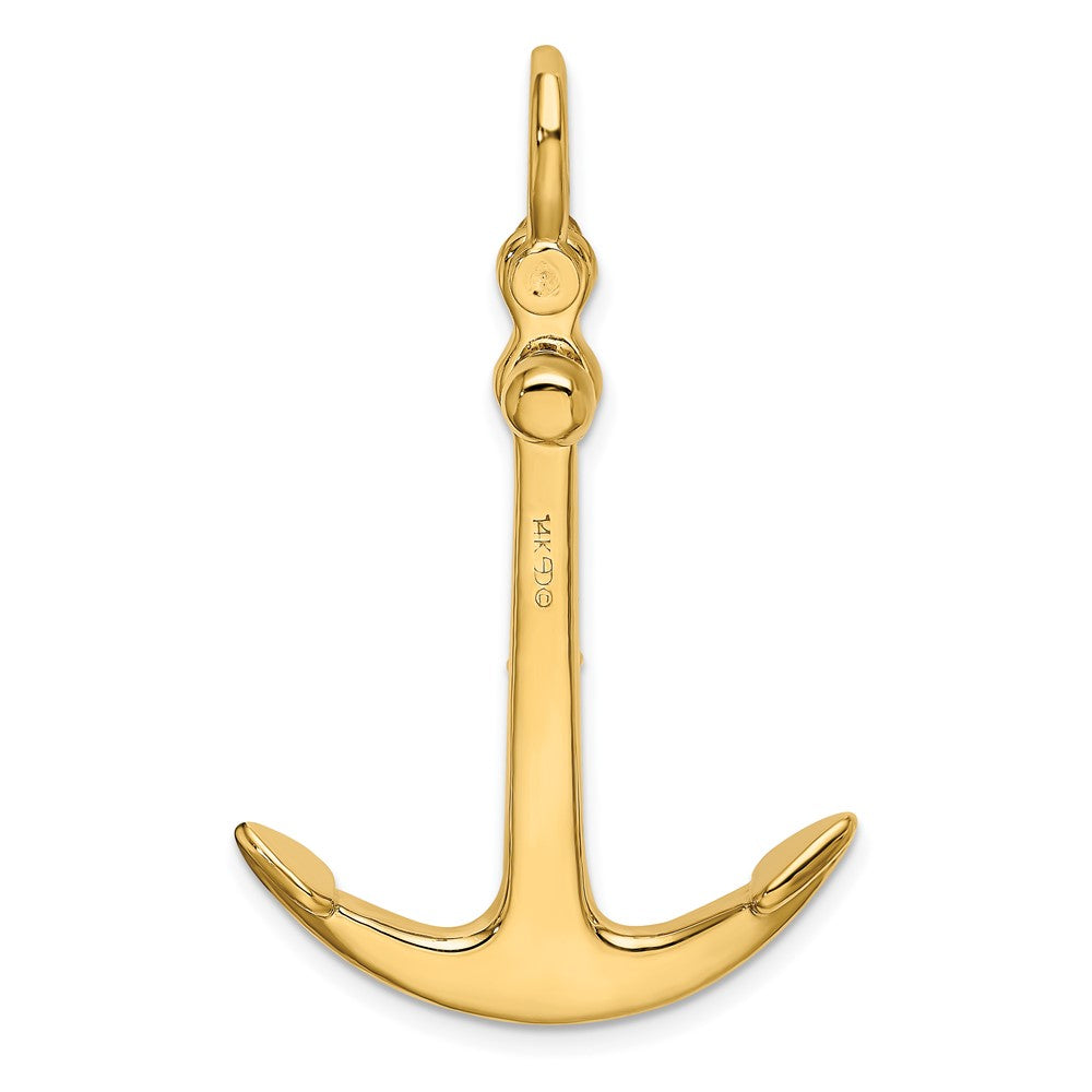 14K 3-D Polished Anchor 2-Piece and Moveable Charm