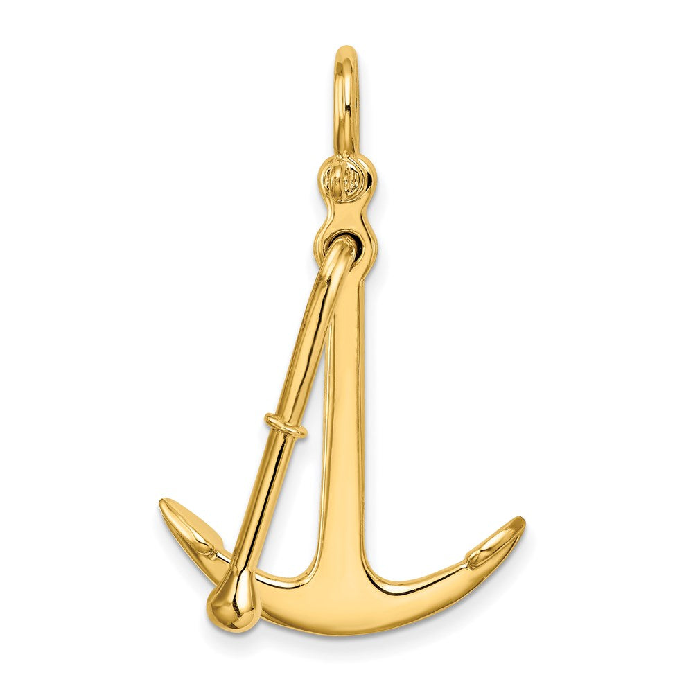 14K 3-D Polished Anchor 2-Piece and Moveable Charm