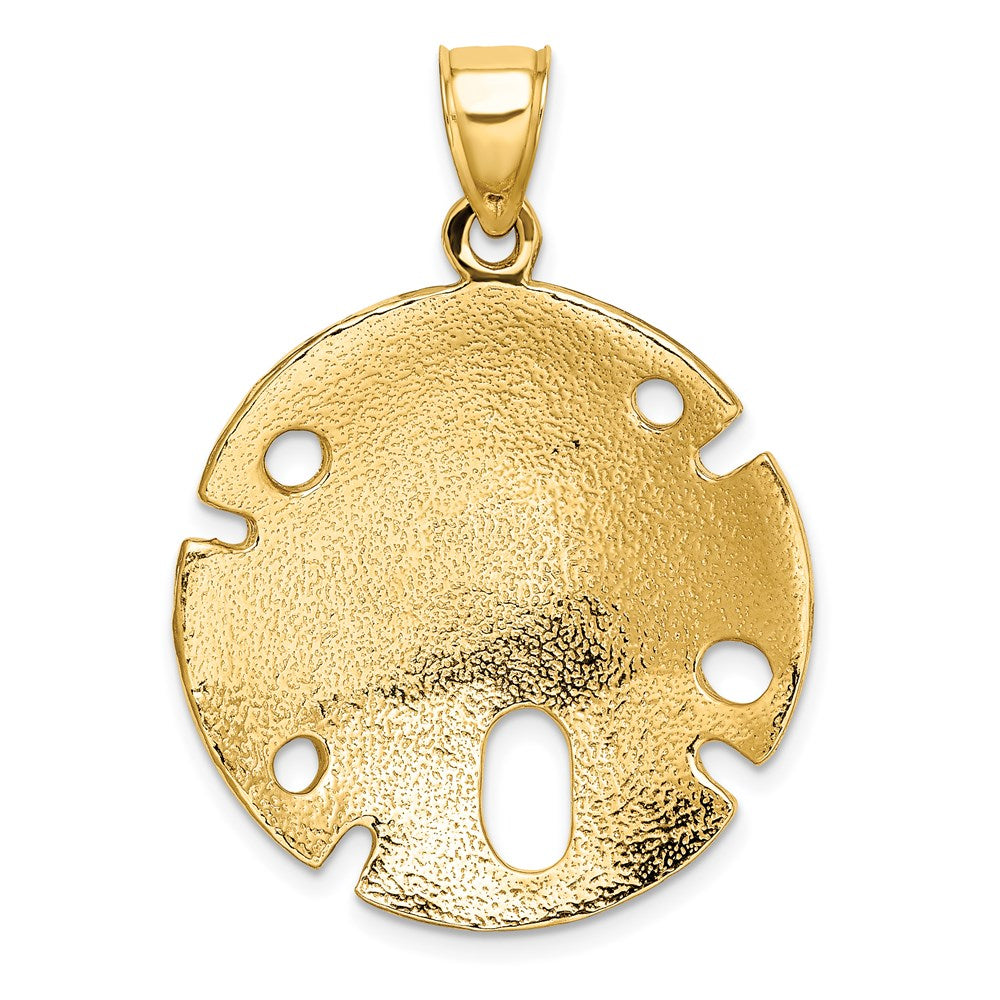 14K Polished and Textured Large Sand Dollar Charm