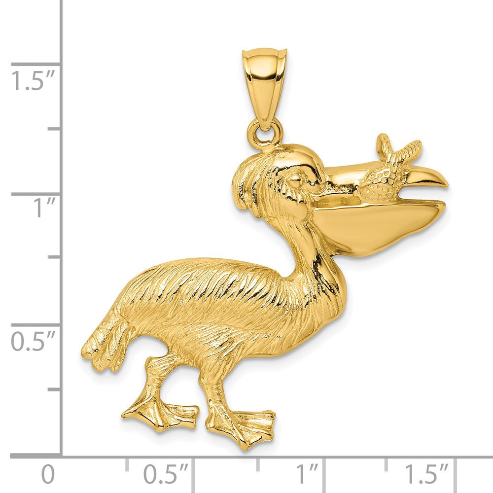 14K Large Pelican with Fish In Mouth Charm