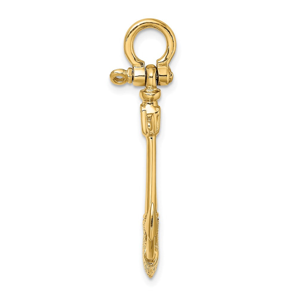 14K 3-D Textured Anchor Charm