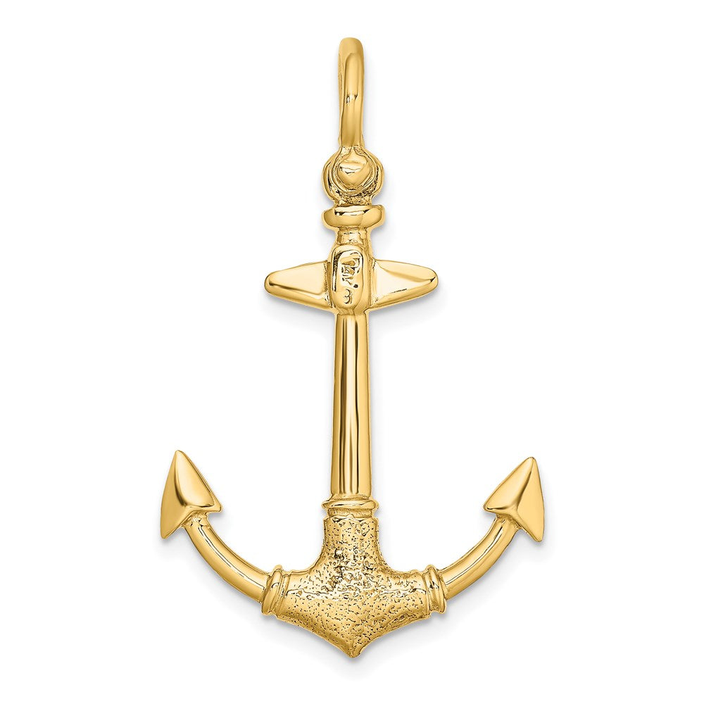14K 3-D Textured Anchor Charm