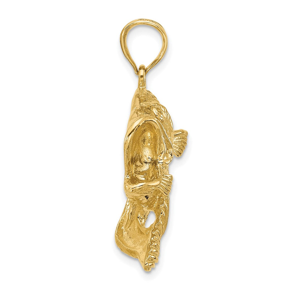 14K Large 2-D Bass Fish Jumping Charm