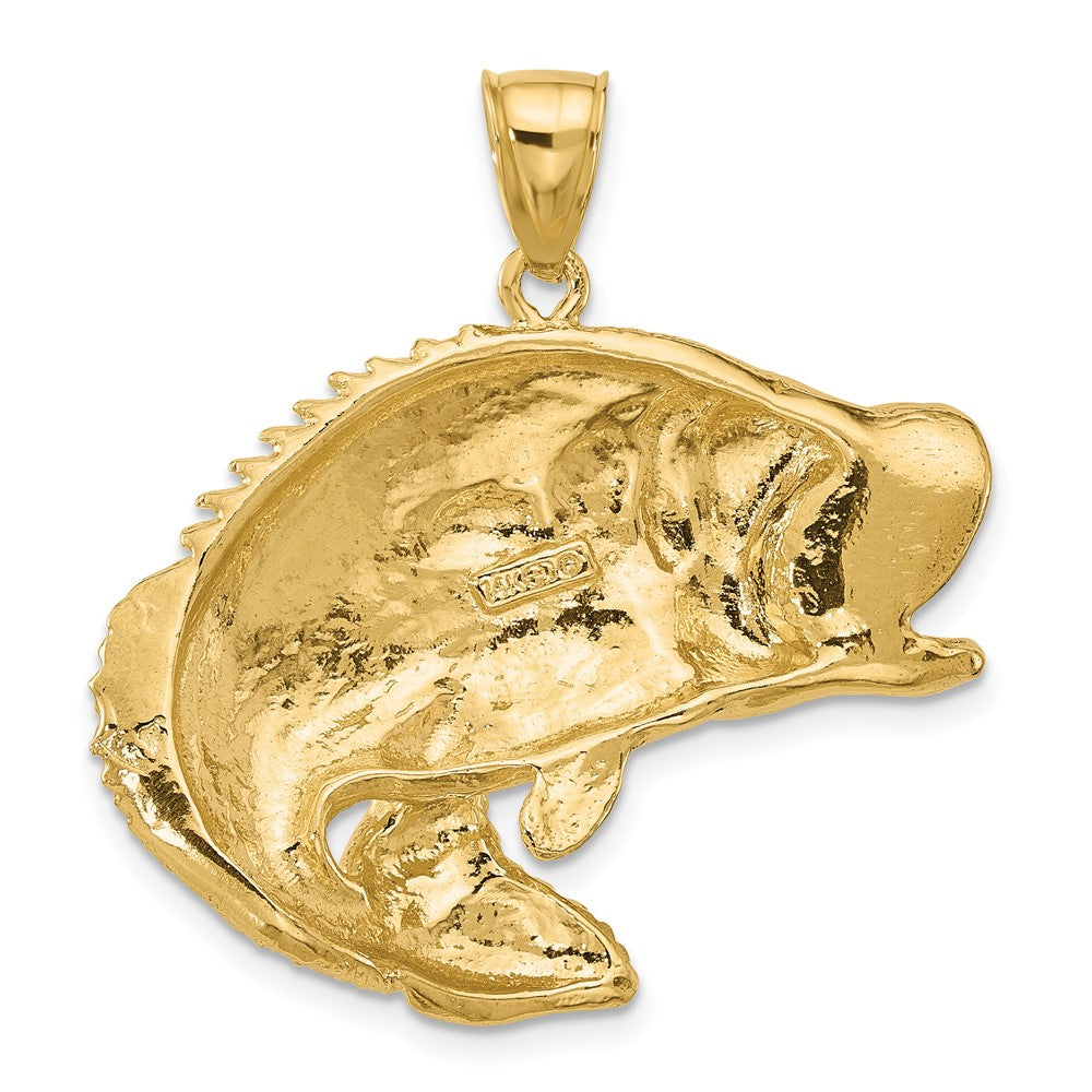 14K Large 2-D Bass Fish Jumping Charm