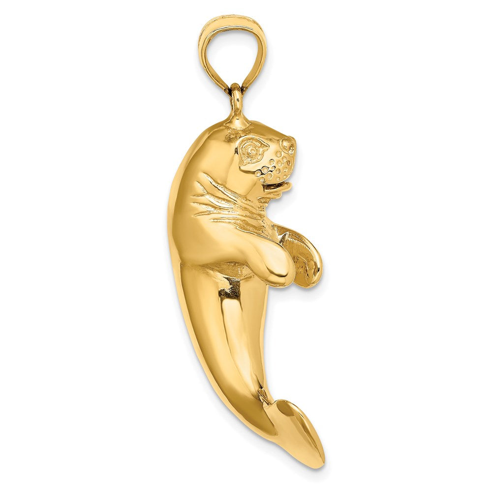 14K 3-D Polished Large Manatee Charm