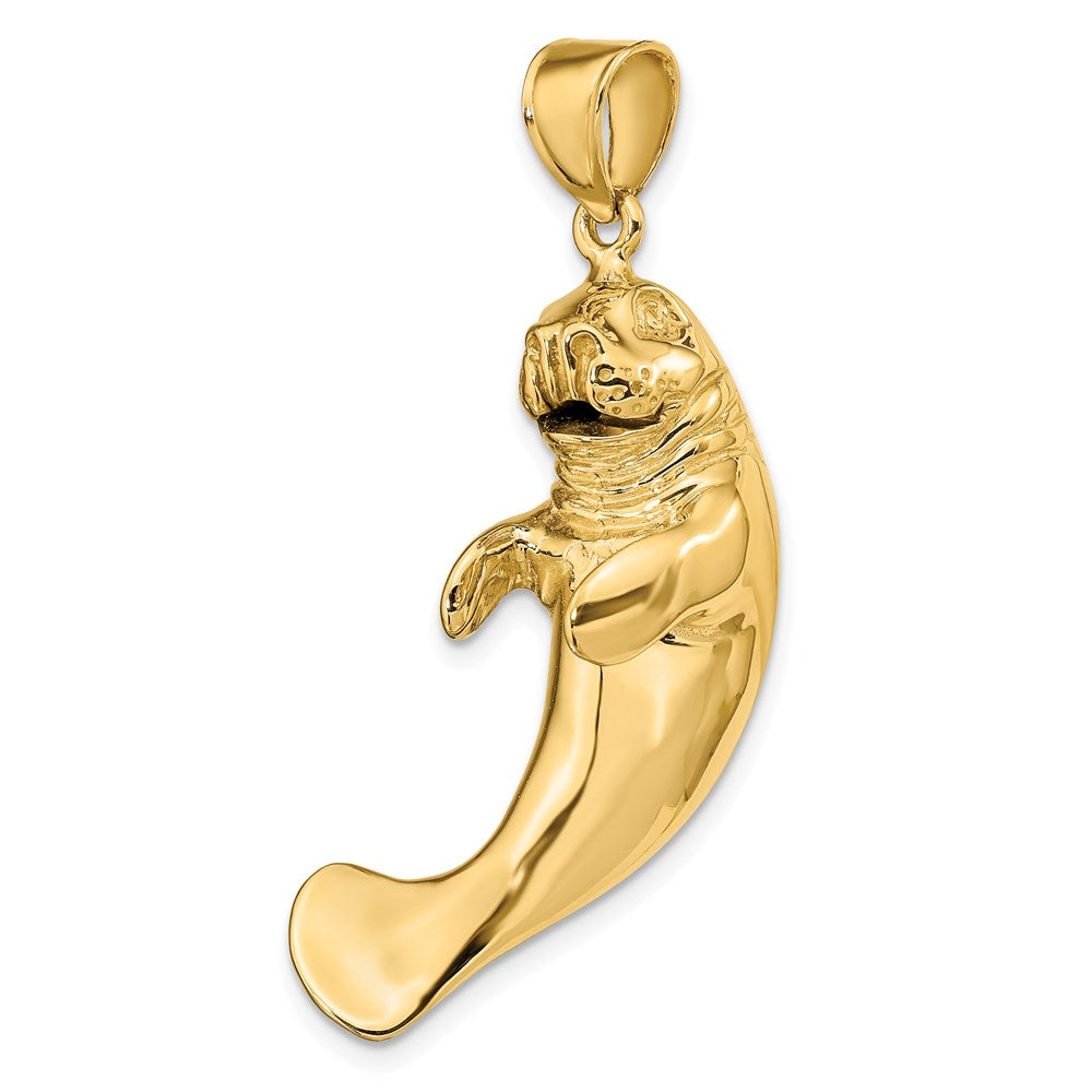 14K 3-D Polished Large Manatee Charm