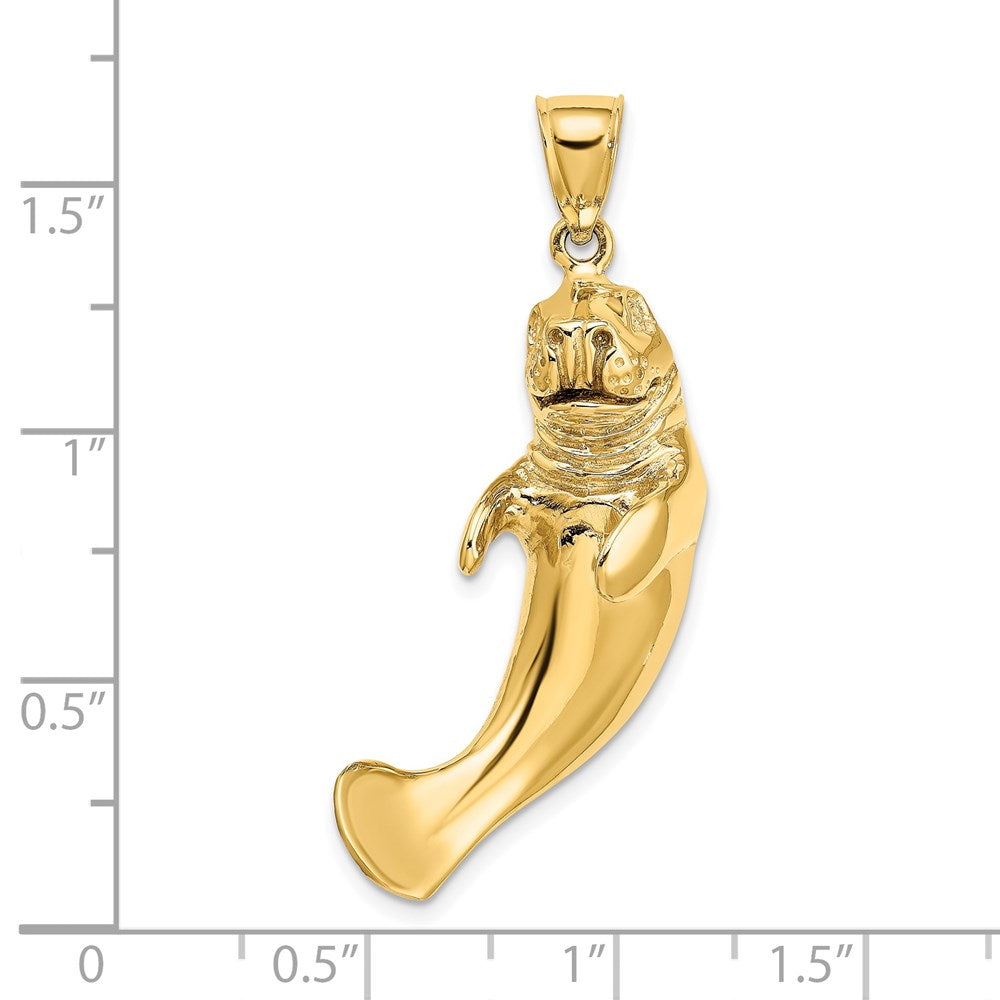 14K 3-D Polished Large Manatee Charm