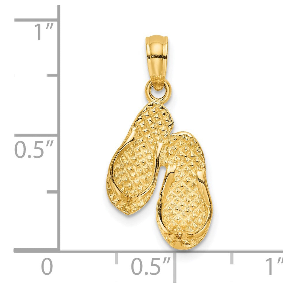 14K  3-D OCEAN CITY Double Flip-flop Charm