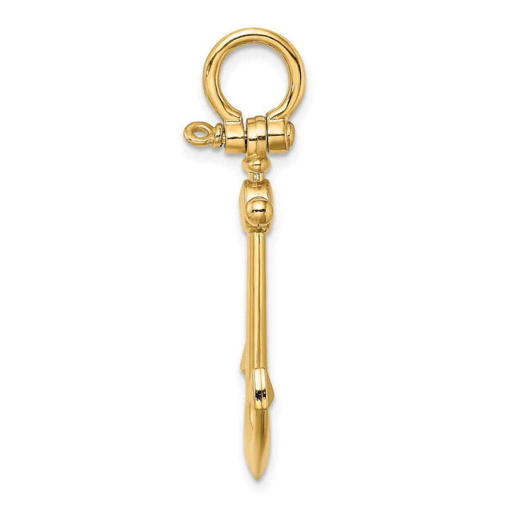 14K 3-D Anchor with Shackle Bail Charm