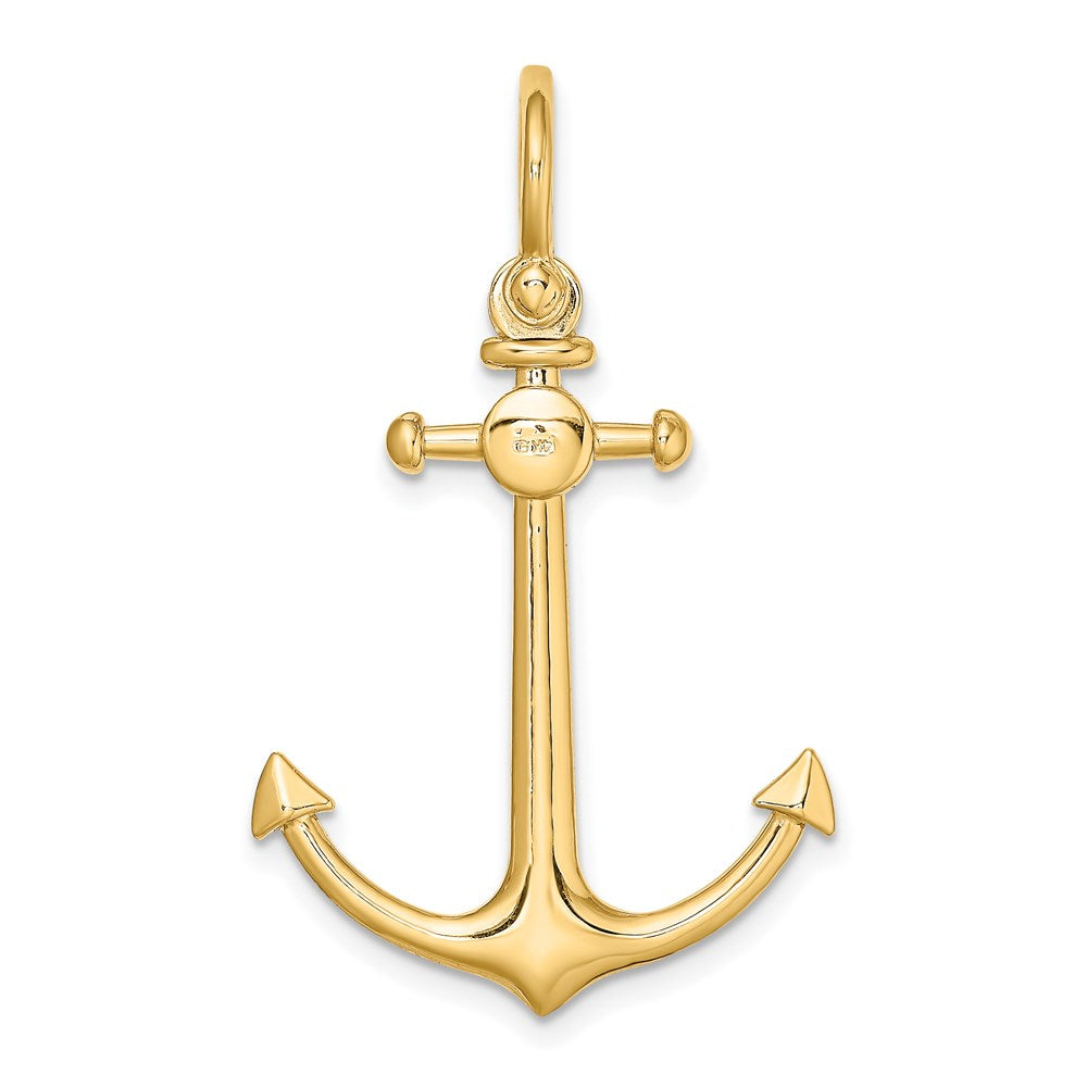 14K 3-D Anchor with Shackle Bail Charm