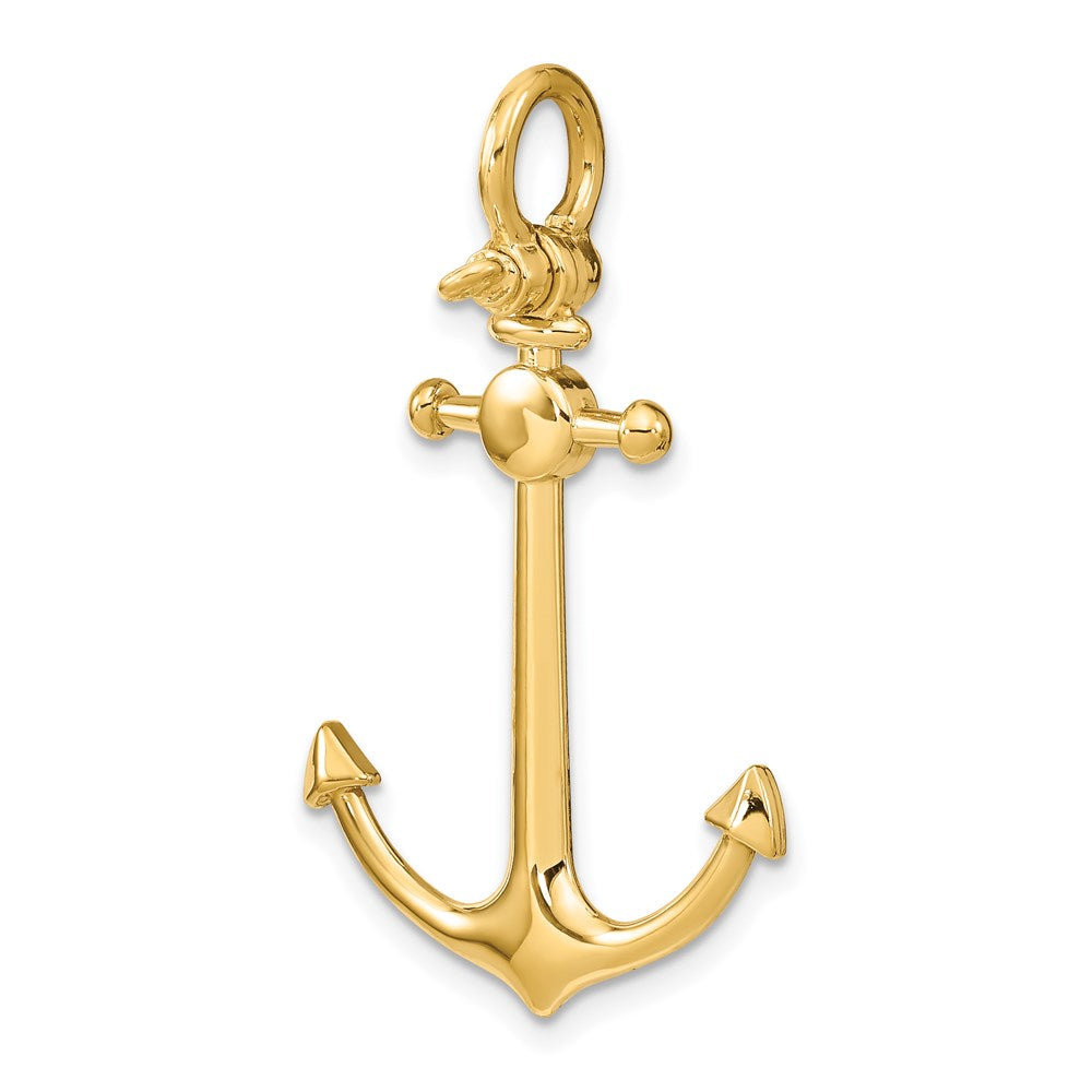 14K 3-D Anchor with Shackle Bail Charm