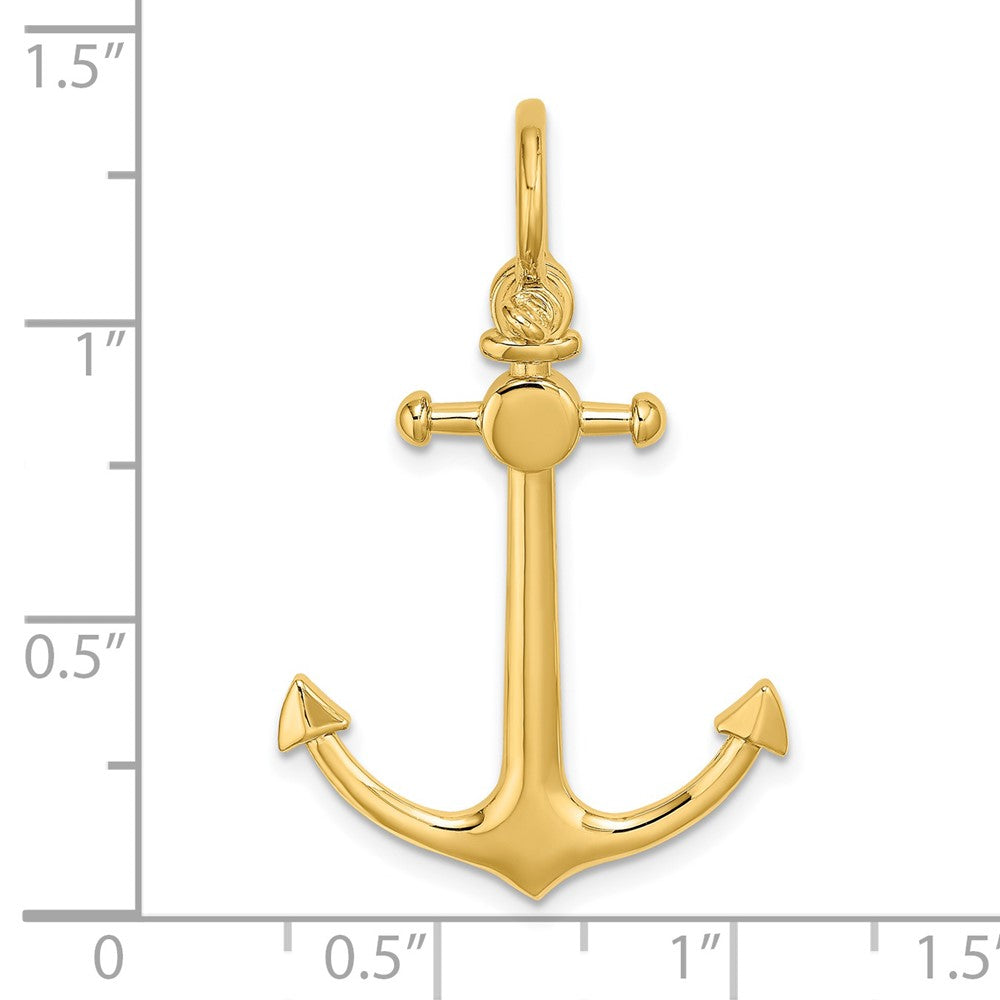 14K 3-D Anchor with Shackle Bail Charm