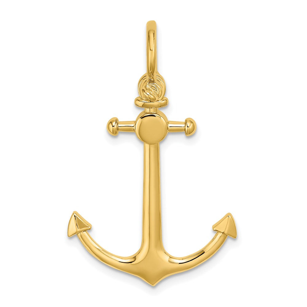 14K 3-D Anchor with Shackle Bail Charm