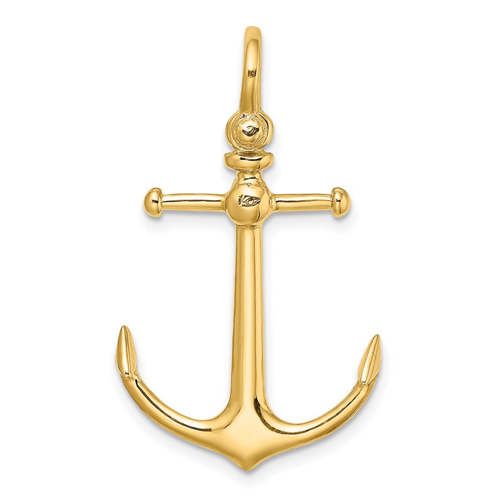 14K 3-D Anchor with Shackle Bail Charm