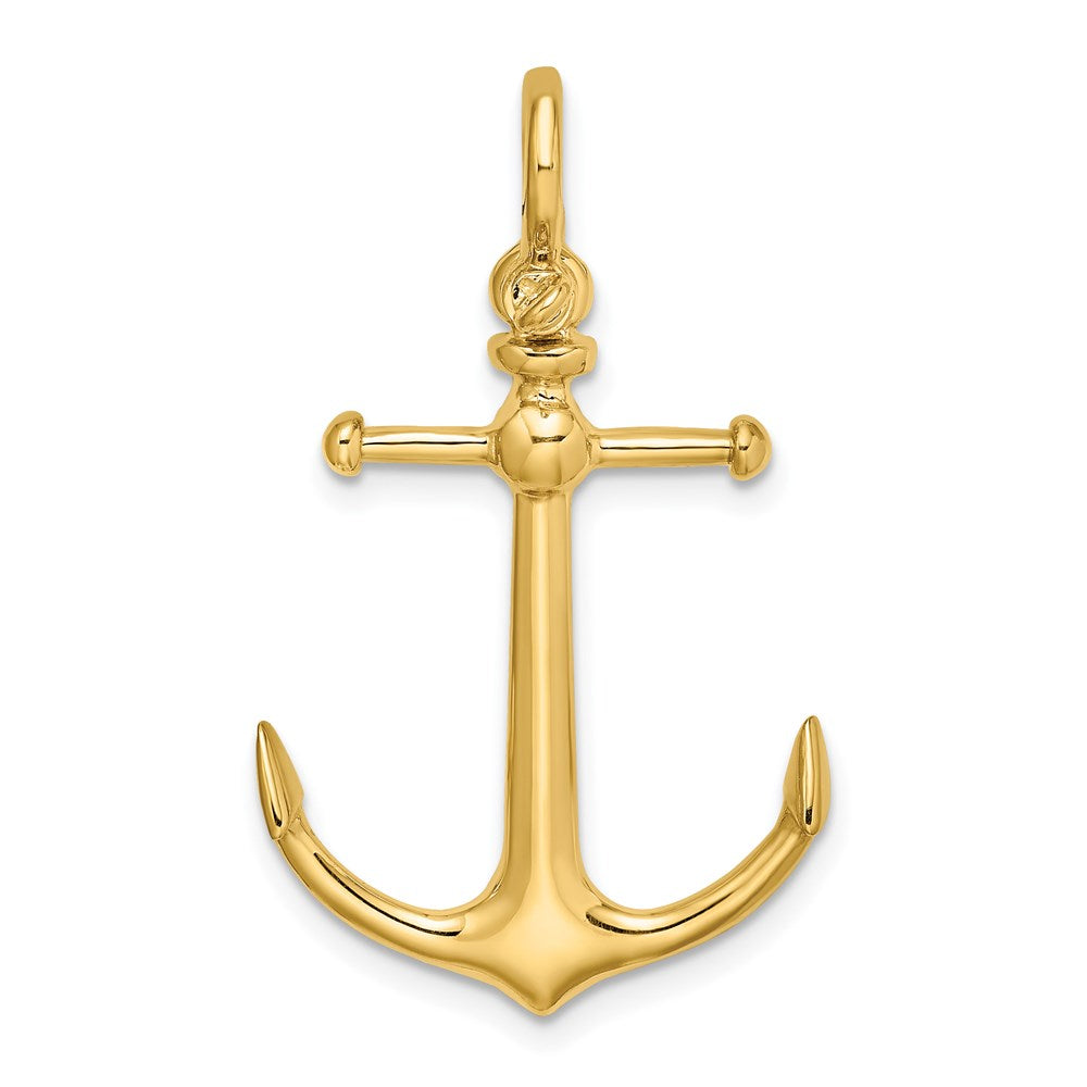 14K 3-D Anchor with Shackle Bail Charm