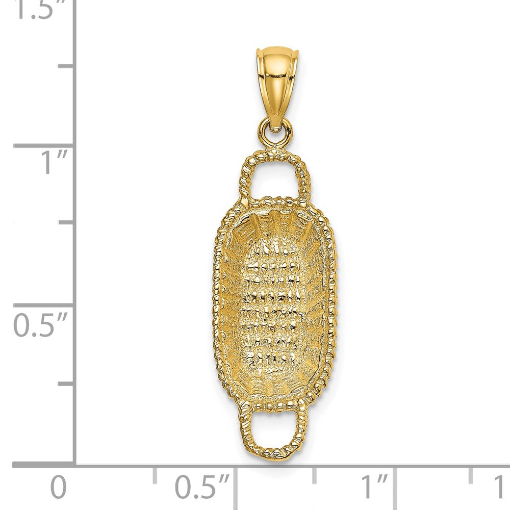 14K 3-D 2 Handles Rectangular Basket Charm