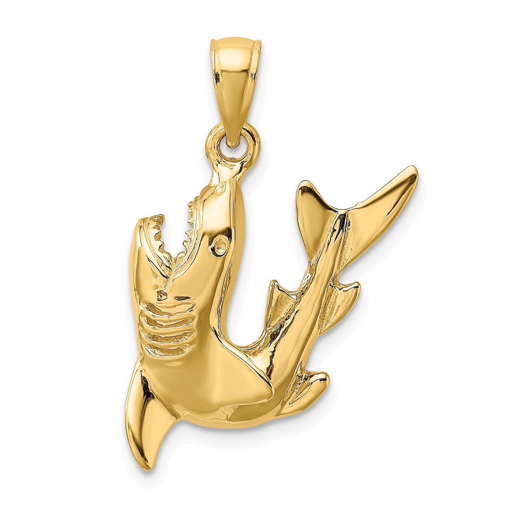 14K 2-D Polished Fighting Shark Charm