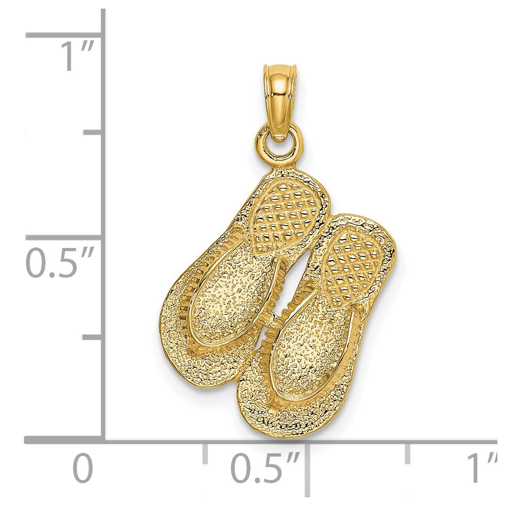 14K Textured Strap Double Flip-Flop Charm