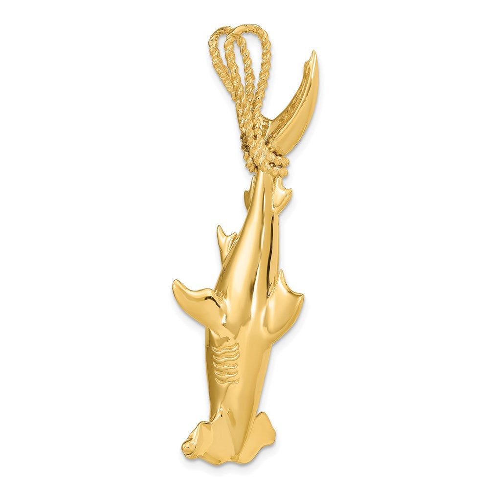 14K 3-D Hammerhead Shark with Rope Bail Charm