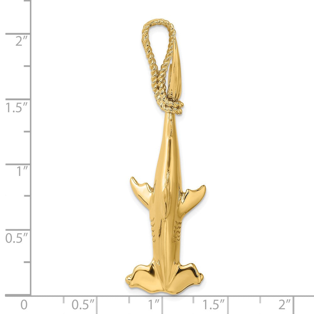 14K 3-D Hammerhead Shark with Rope Bail Charm