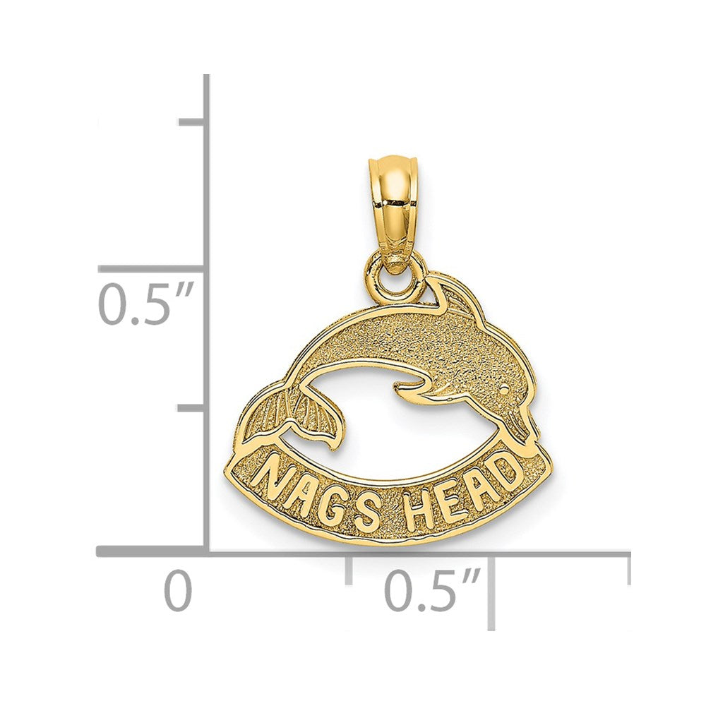 14K Textured NAGS HEAD with Dolphin Charm