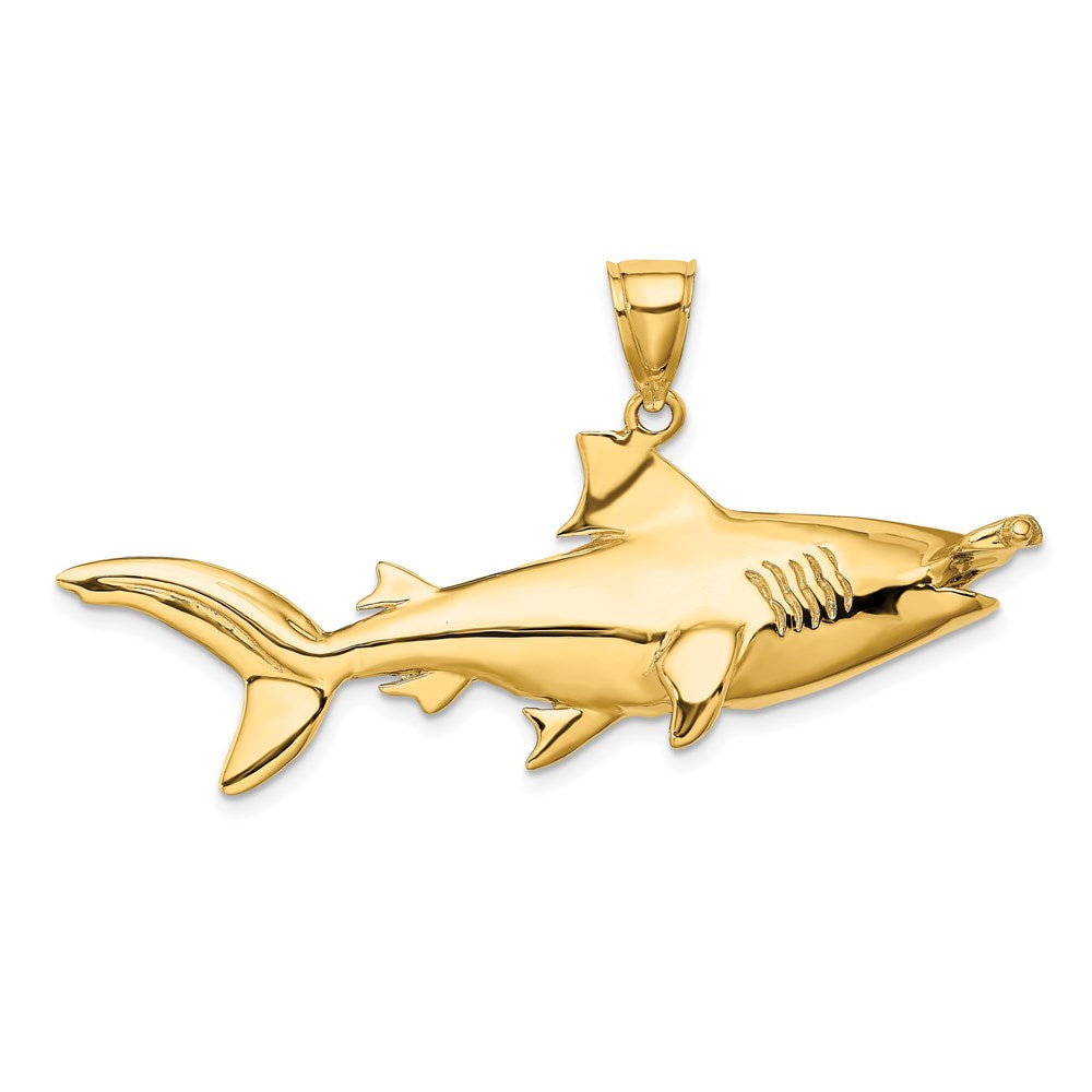 14K Large 3-D Hammerhead Shark Charm