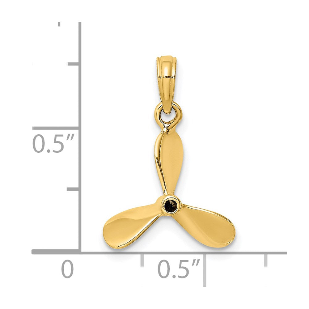 14K 3-D with 3 Blades Propeller Charm