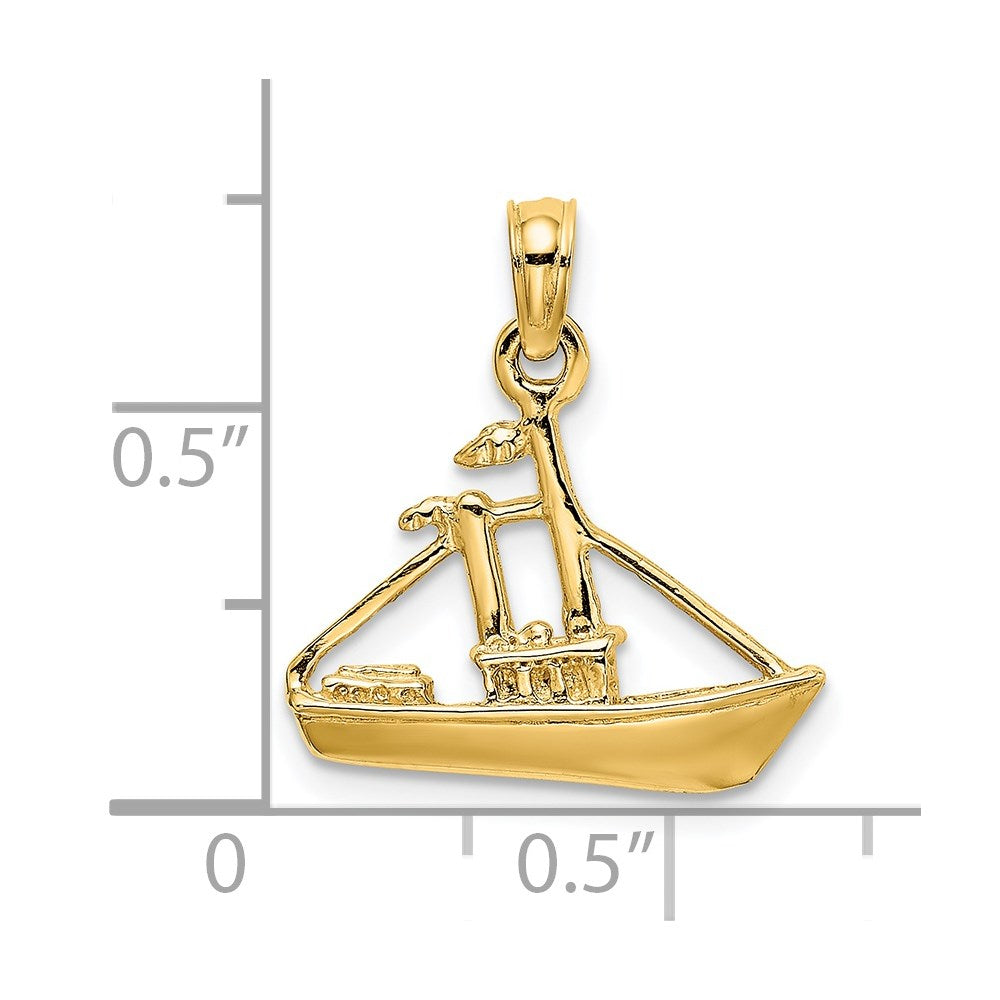 14K 3-D Tug Boat Charm