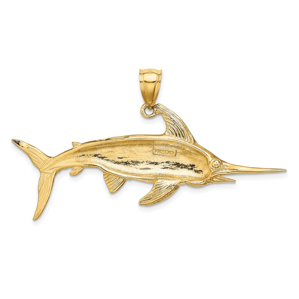 14K Large 2-D Polished and Satin Swordfish Charm