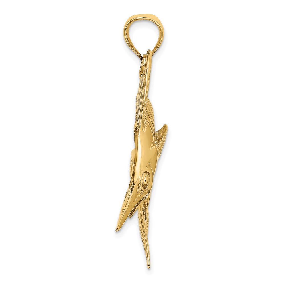 14K Large 2-D Polished and Satin Blue Marlin Charm