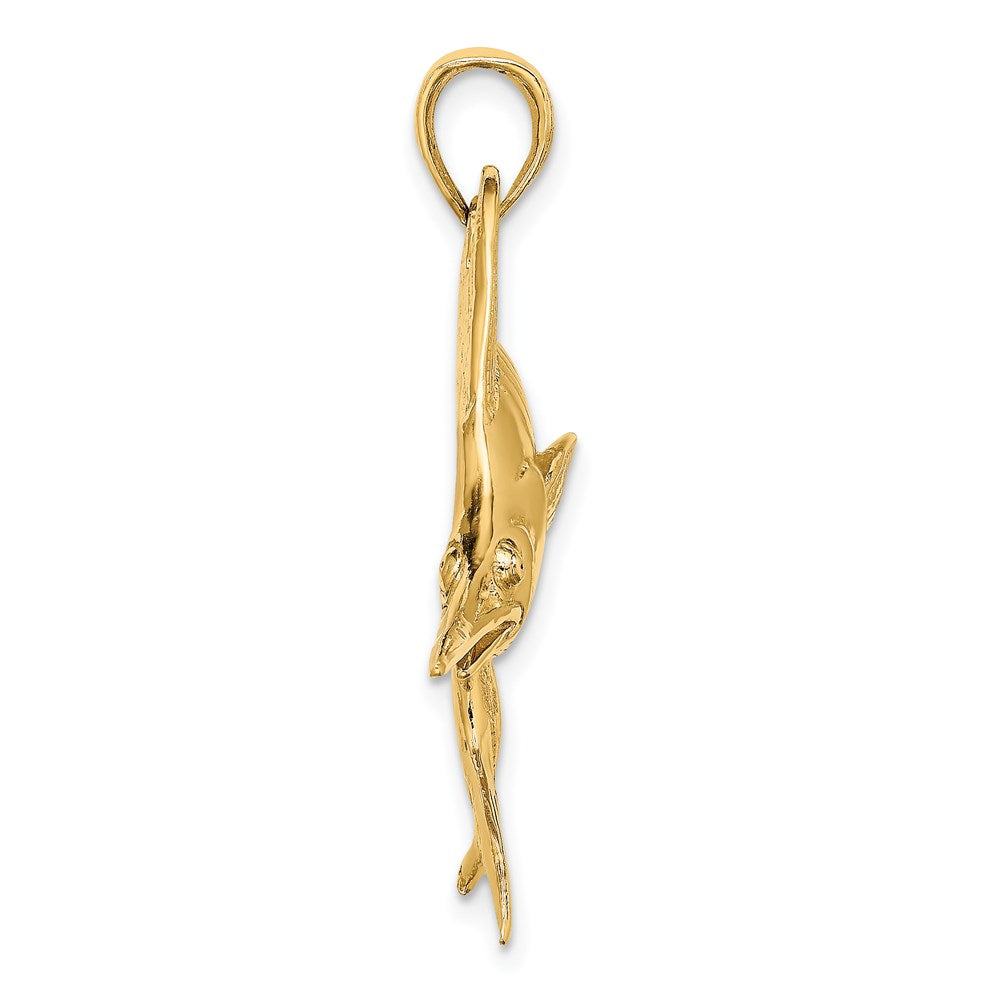 14K Large 2-D Polished and Satin Blue Marlin Charm
