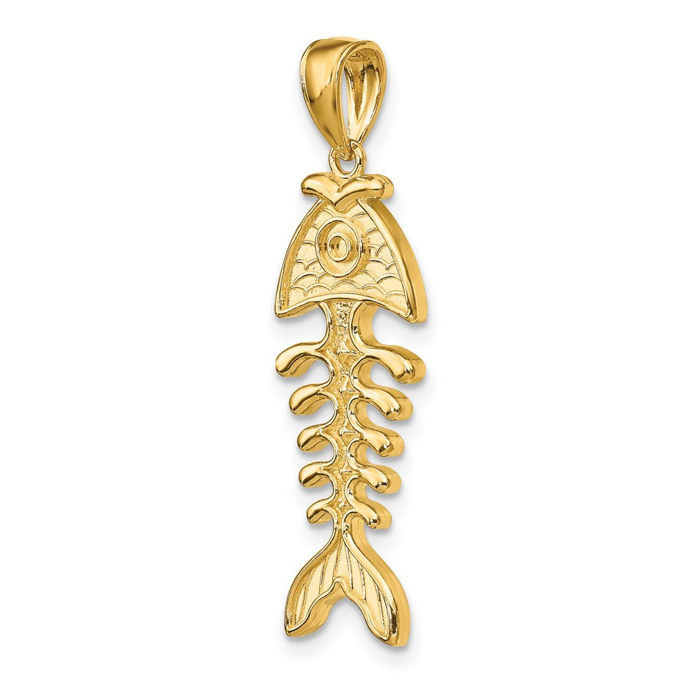 14K 3-D Polished and Textured Fishbone Charm