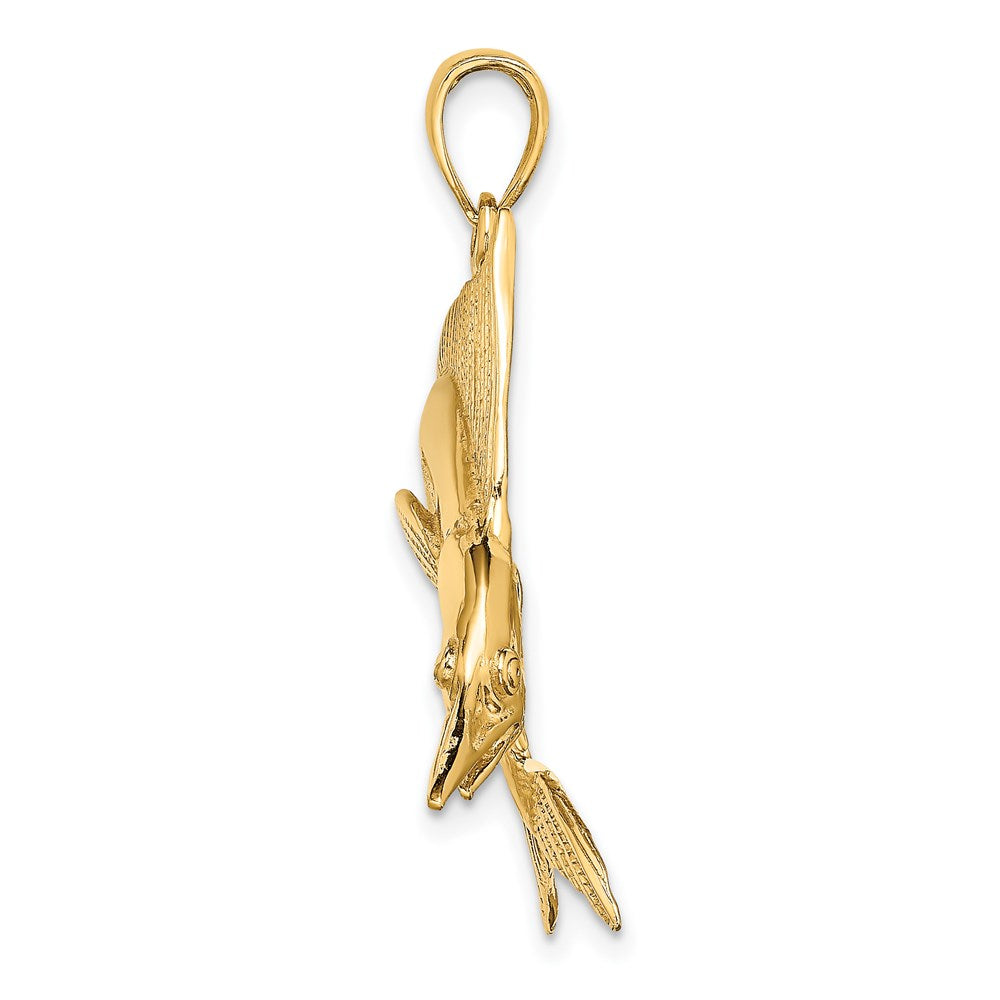 14K 2-D Polished and Satin Striped Marlin Charm